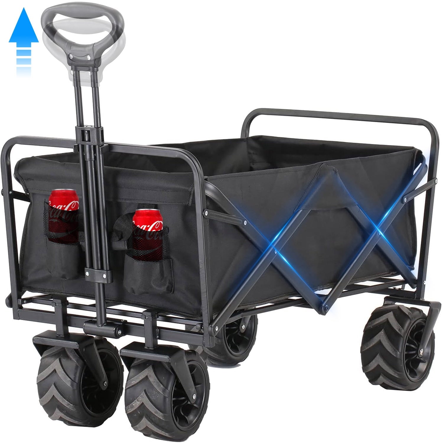 Musment Collapsible Folding Wagon Cart,350 LBS Large Capacity Garden Wagon Cart with All-Terrain Wheels,Utility Cart with Side Pocket and Brakes for Grocery,Garden, Shopping, Camping, Sports, Outdoor