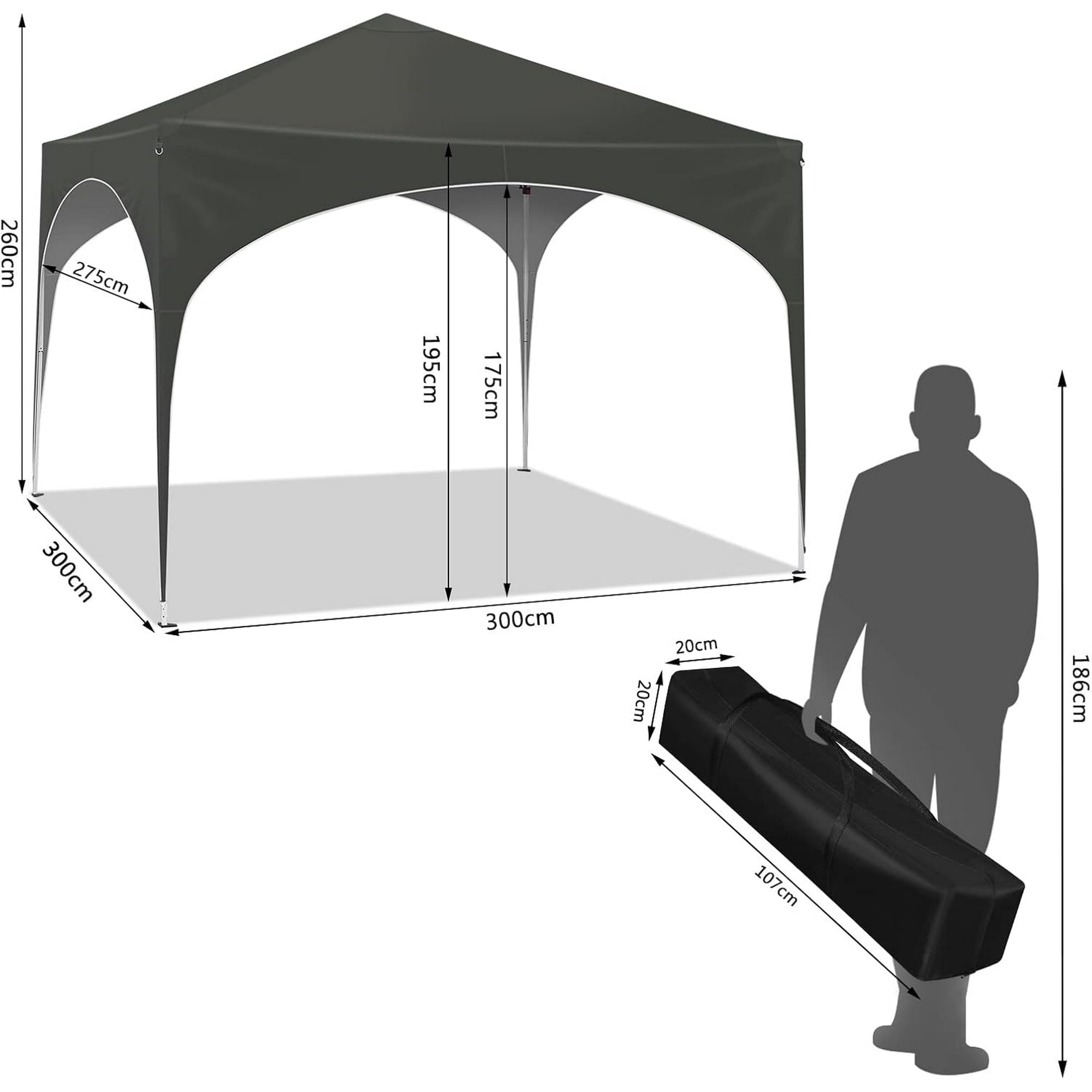 Canopy Tent, 10' x 10' Portable Push Straight Leg Outdoor Instant Canopy Tent Gazebo, Blue