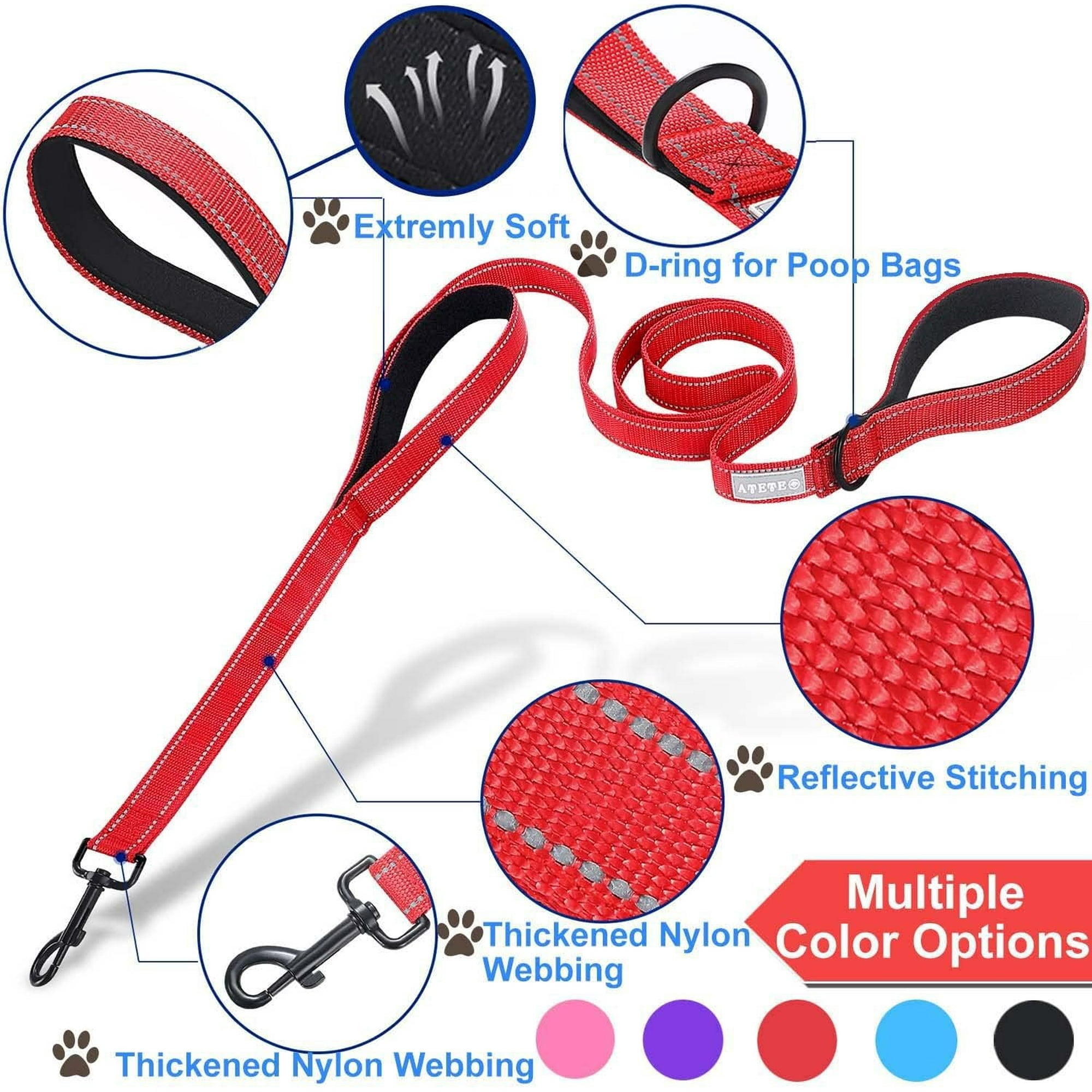 Dog Lead - With Two Padded Handles, Two Dog Leads Modes,Double-Sided Reflective Nylon Dog Leash for Training&Walking Perfect for Medium &Large Dogs