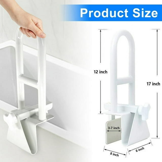 Musment Bathtub Safety Rail, Medical Adjustable Tub Grab Bar Handle Clamp Safety Handrail Support for Seniors and Elderly, White