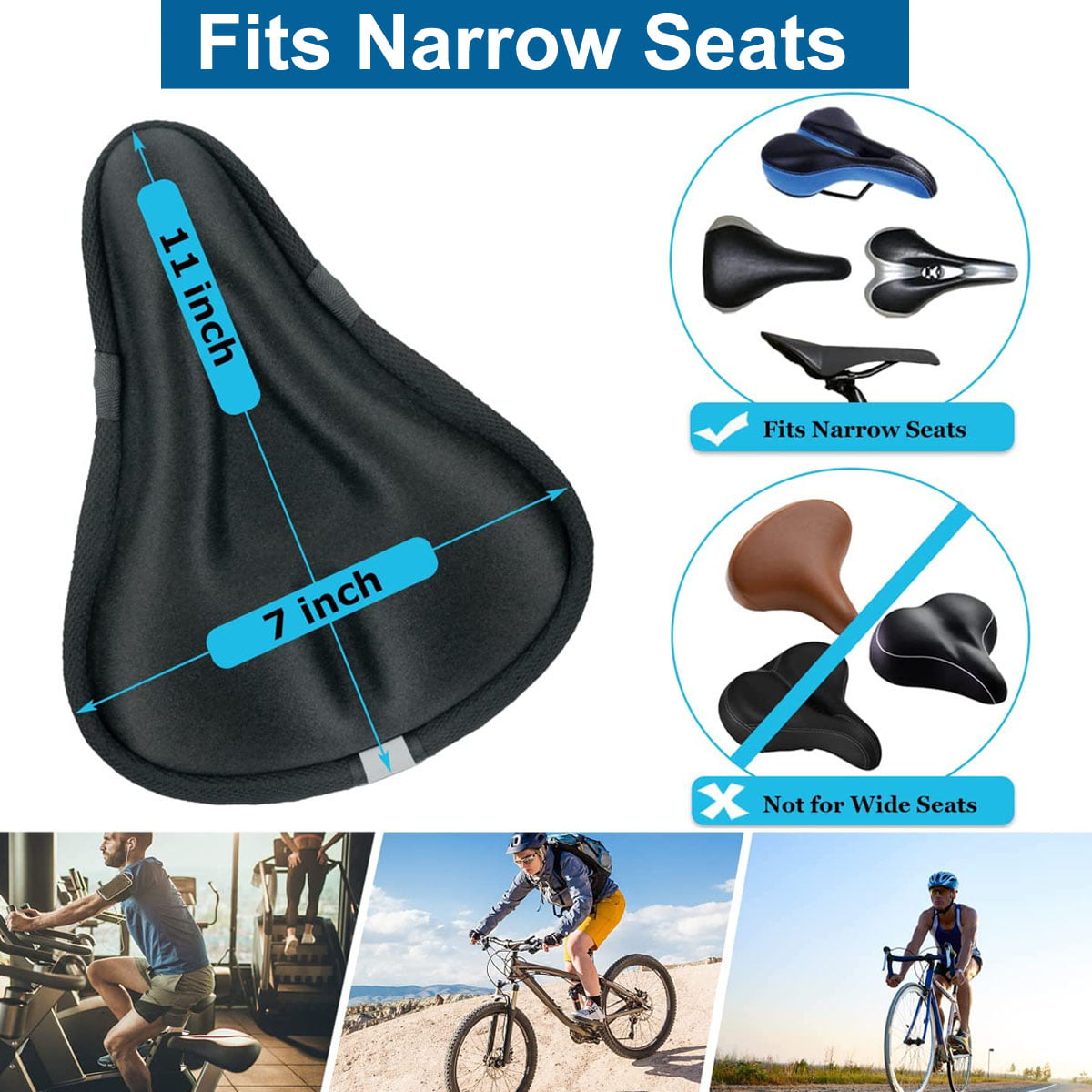 HKEEY Bike Seat Cover, 2in1 Bike Seat Cushion & Bike Seat Rain Cover with Drawstring, Gel Padded Bike Seat Cover for Men Women Comfort