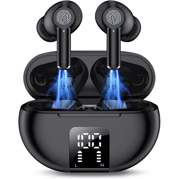 Wireless Earbuds Bluetooth Headphones 60H Playtime Ear Buds with LED Power Display Charging Case