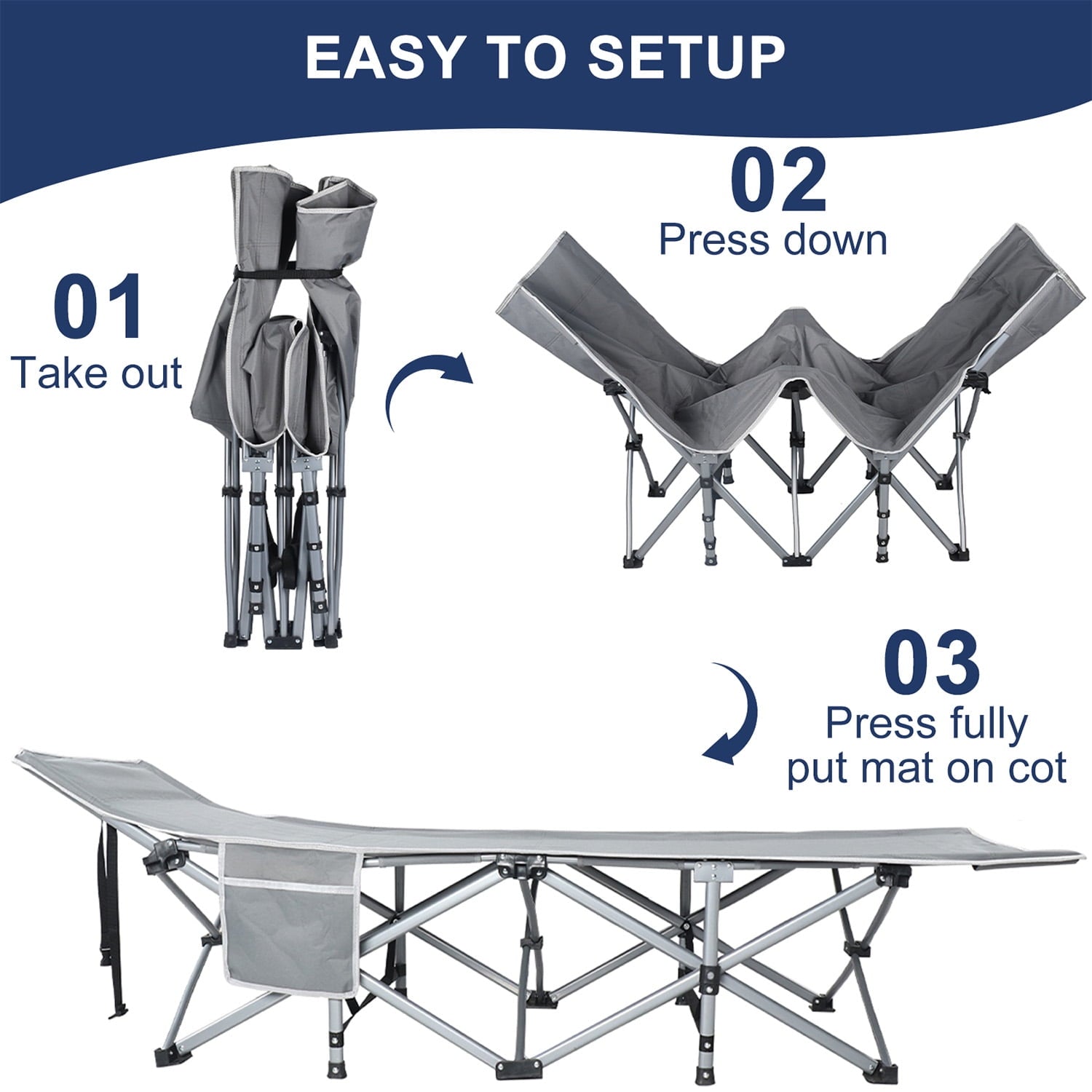 Musment Folding Bed Cot with Pillow, 3.3 Inch with Mattress 75"* 28" Folding Camping Cots with Carry Bag, Folding Sleeping Cot Guest Bed