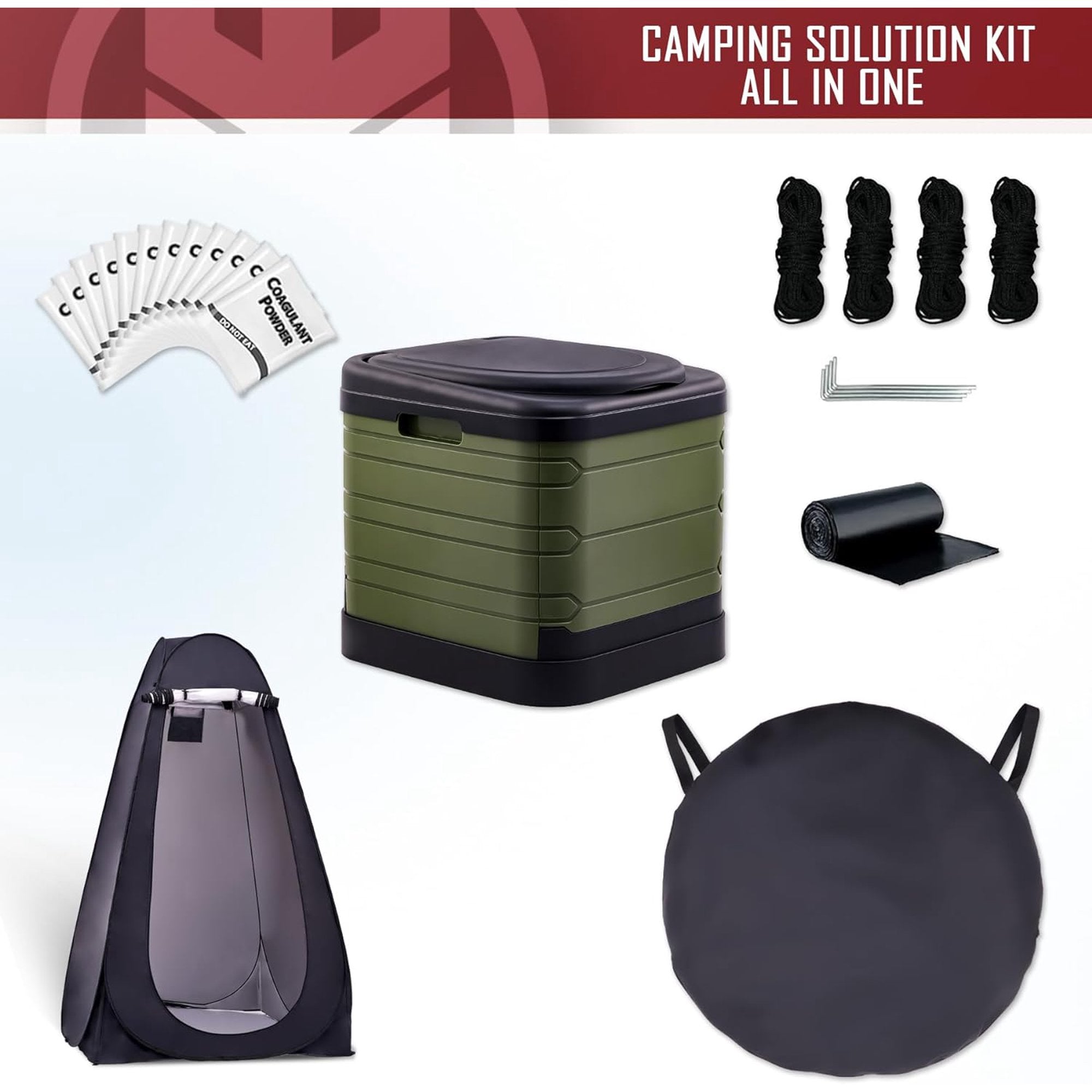 Portable Toilet Kit for Adults,Pop Up Privacy Tent,Large Portable Toilet Potty for Adults,12 Toilet bags,12 pack Liquid Waste Gel,Washable,portable outdoor showers, tents,camp toilets,changing rooms