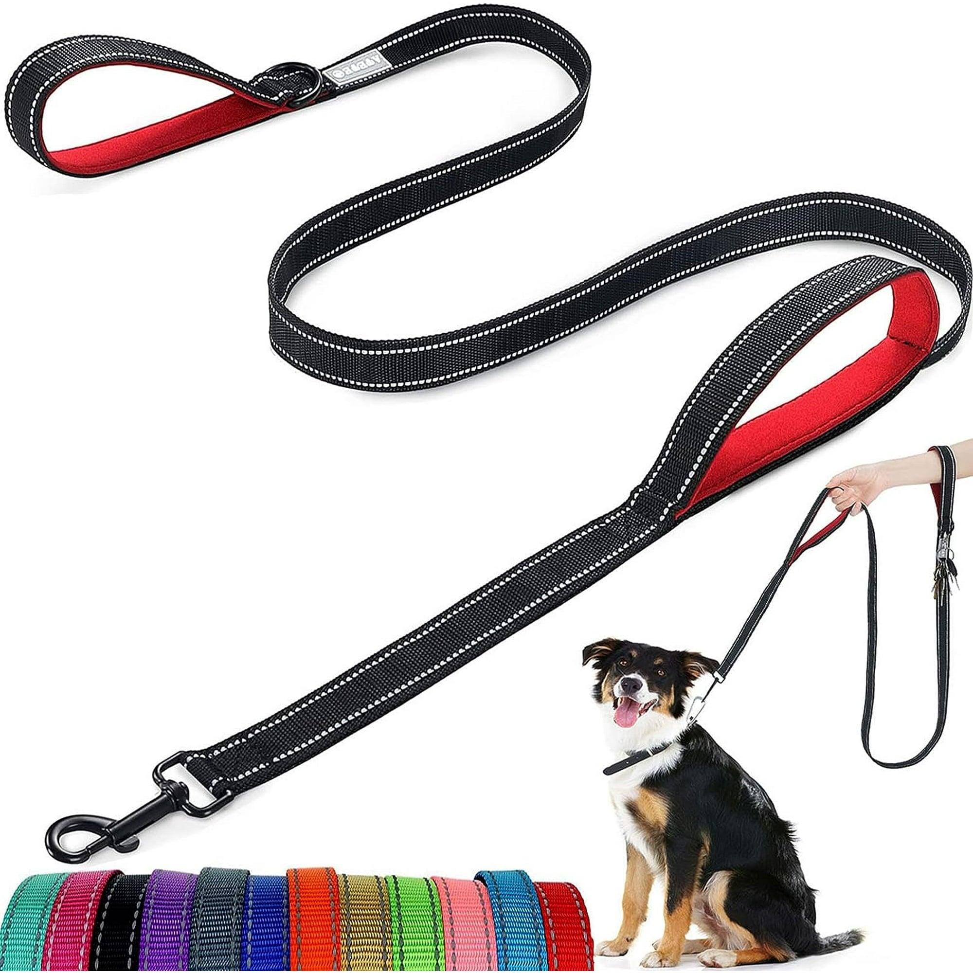 Dog Lead - With Two Padded Handles, Two Dog Leads Modes,Double-Sided Reflective Nylon Dog Leash for Training&Walking Perfect for Medium &Large Dogs