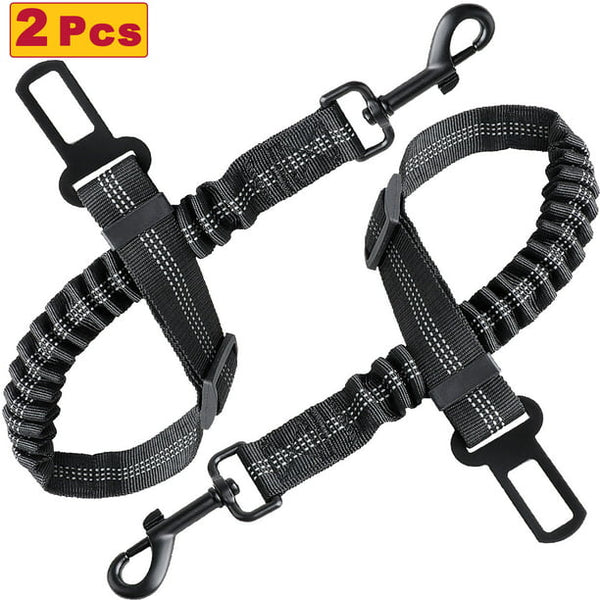 Dog Seat Belts for Car, Seat Belt for Dogs with Elastic Bungee Buffer, 360 Degree Swivel Attach Won't Twist，Dog Car Harnesses with Reflective Strips