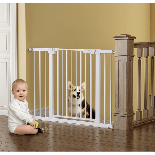 Easy Step 38.5 inch Extra Wide Walk Thru Baby Gate, White, Age Group 6 to 24 Months