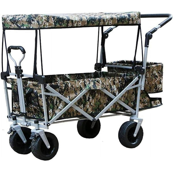 Folding Wagon Cart, 350lbs Large Capacity Extender Heavy Duty Portable Wagon Cart with Opened Tailgate,Utility Cart with All-Terrain Wheels for Grocery,Garden, Beach,Shopping, Camping, Outdoor