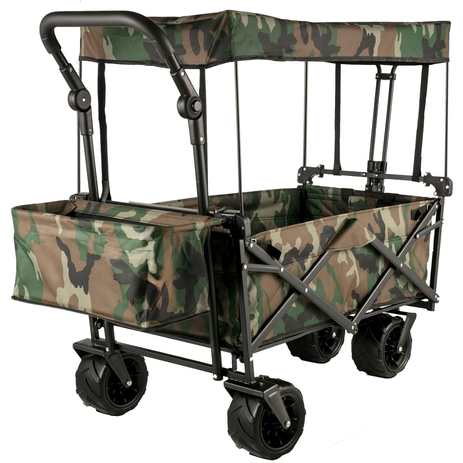 Folding Wagon Cart, 350lbs Large Capacity Extender Heavy Duty Portable Wagon Cart with Opened Tailgate,Utility Cart with All-Terrain Wheels for Grocery,Garden, Beach,Shopping, Camping, Outdoor