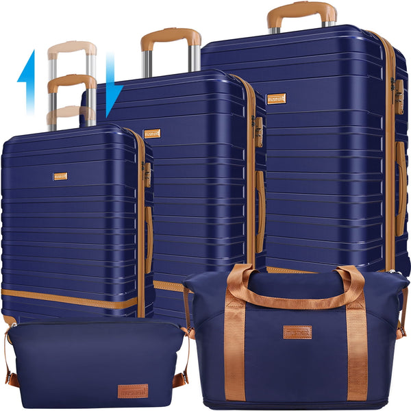 GAZILY 3 Piece Luggage Sets ABS Hardshell Lightweight Suitcase with TSA Lock and Double Spinner Wheels ,Deep Blue