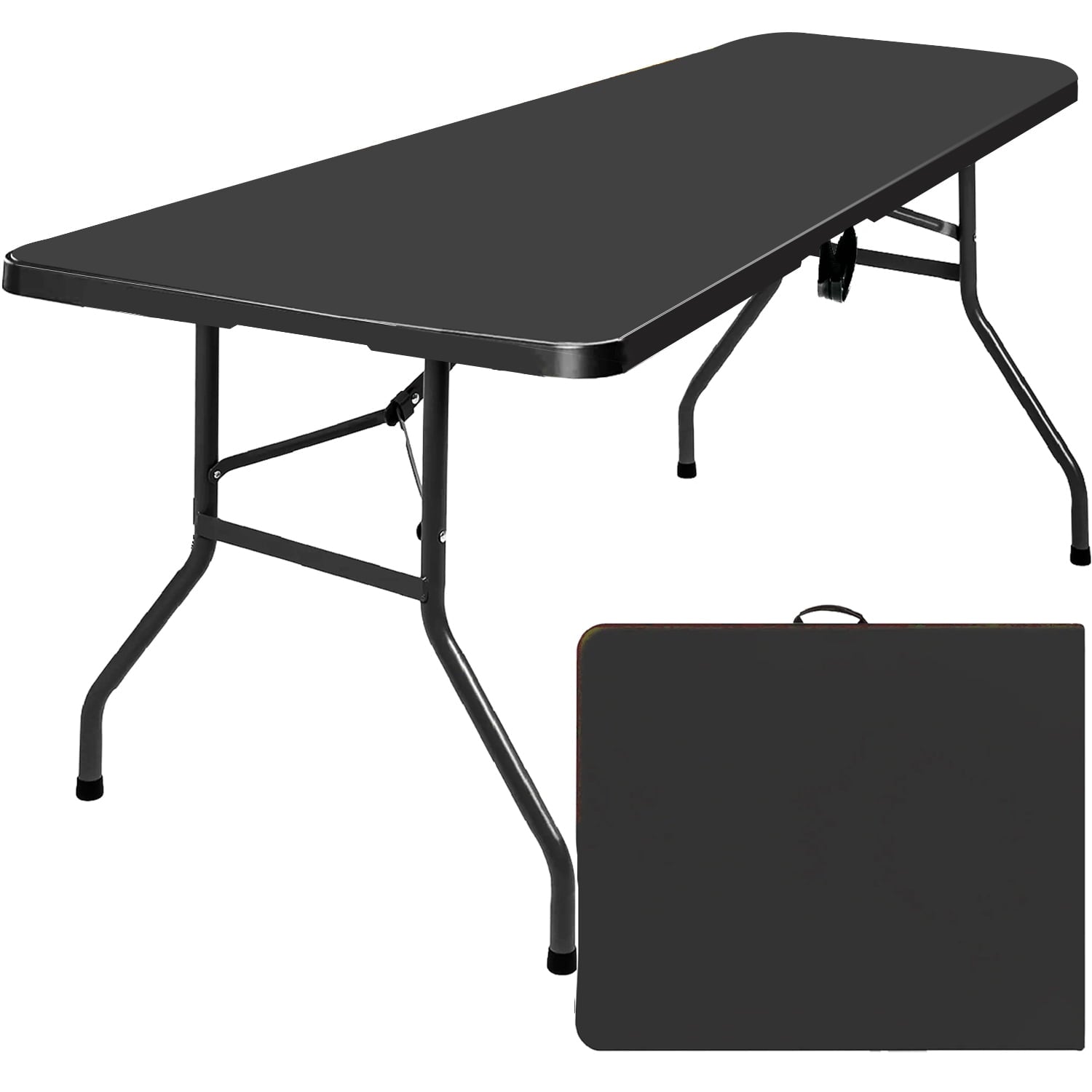 GAZILY 6ft Folding Table, Portable Plastic Tables for Party, Picnic, Camping,Black