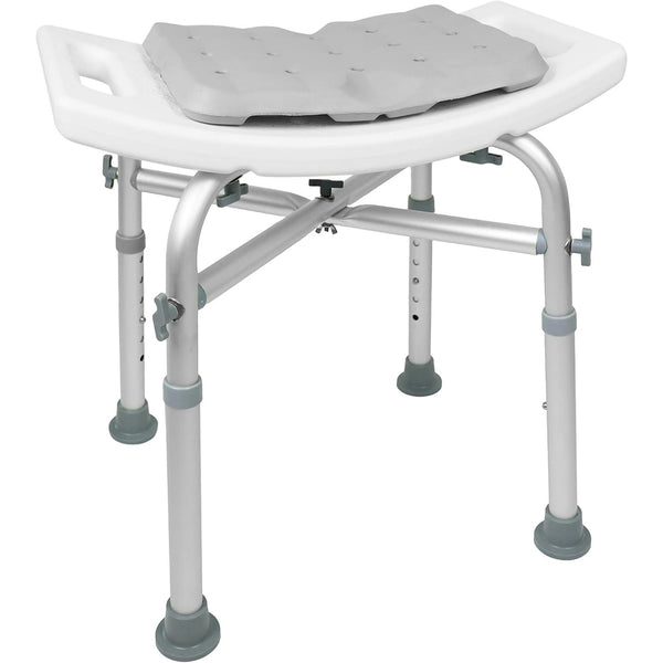 GAZILY Shower Chair Bath Chair with Back & Padded Armrests and Shower Grab Bar, Height Adjustable with Reinforced Crossing Bar , Supports up to 500 lbs., White