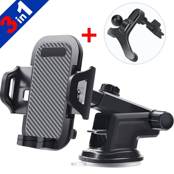 3 in 1 Universal Dashboard & Windshield Car Mount Phone Holder, with Car Air Vent Clip for iPhone,Samsung & All Phones,360 Degree Rotatable