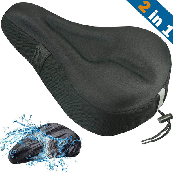 HKEEY Bike Seat Cover, 2in1 Bike Seat Cushion & Bike Seat Rain Cover with Drawstring, Gel Padded Bike Seat Cover for Men Women Comfort