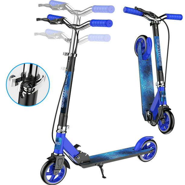 Kick Scooter，Adjustable Scooters for Ages 6+,Kid, Teens & Adults， Scooter Portable Folding Lightweight Design，Up- Big Wheel Scooter for Stability，4 Adjustable Levels & Max Load 330 LBS