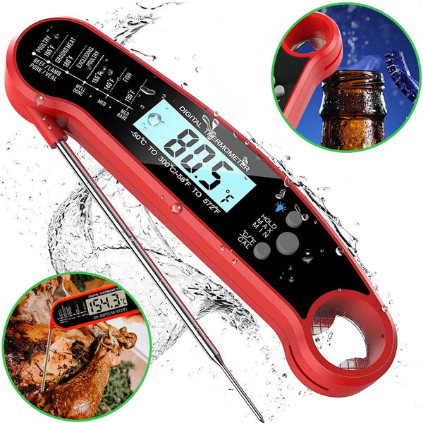 Meat Thermometer for Cooking and Grilling,Ultra Fast Instant Read Food Thermometer,Waterproof Kitchen Wireless Digital Thermometer For BBQ Candy Oil Deep Fry with Backlight & Magnet