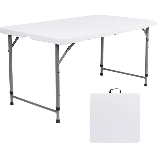 Musment 4 Foot Centerfold Folding Table, White