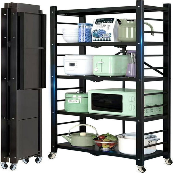 Musment 5-Tier Storage Shelving Unit, Foldable Storage Shelves Wire Shelving Unit Adjsutable Shelf Heavy Metal Shelf, 397lbs Capacity Free Standing Racks Organization