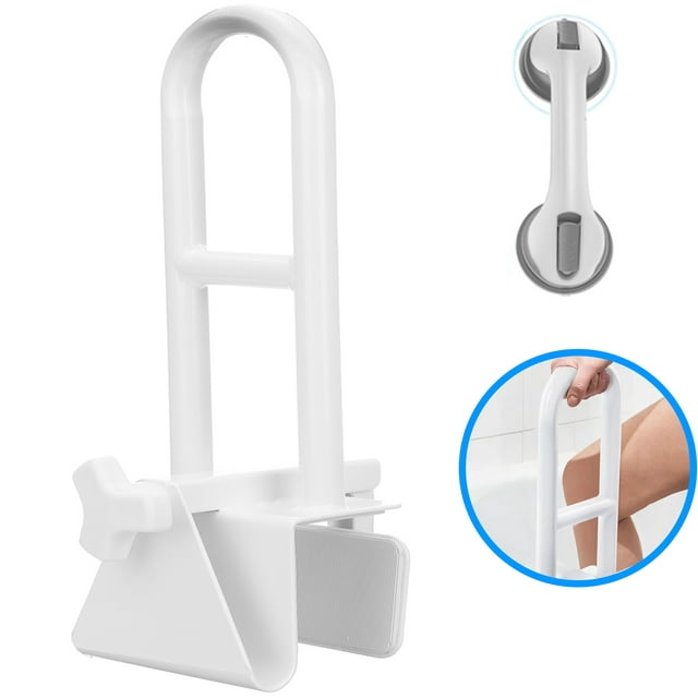 Musment Bathtub Safety Rail, Medical Adjustable Tub Grab Bar Handle Clamp Safety Handrail Support for Seniors and Elderly, White