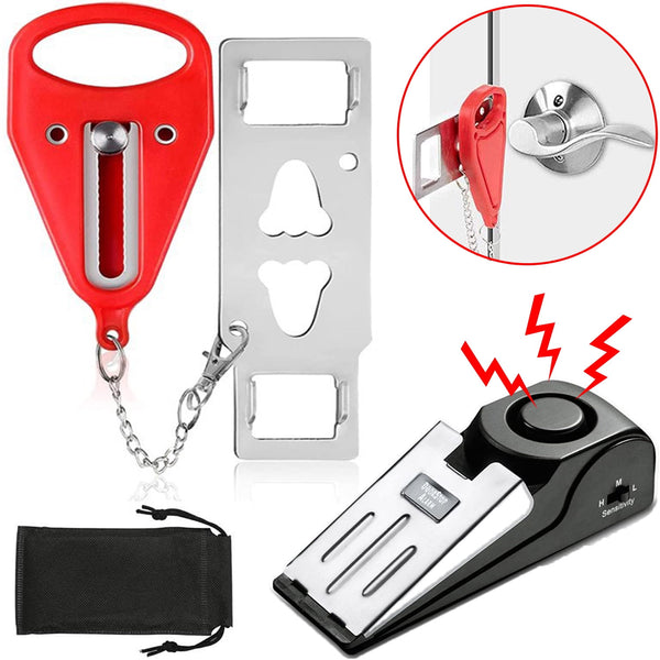 Portable Door Lock & Door Stop Alarm,Home Security Door Locker Devices & Door Stopper，Hotel Door Locks for Travels,Self Defense Security Door Devices Kit for Home Hotel Travel Apartment House