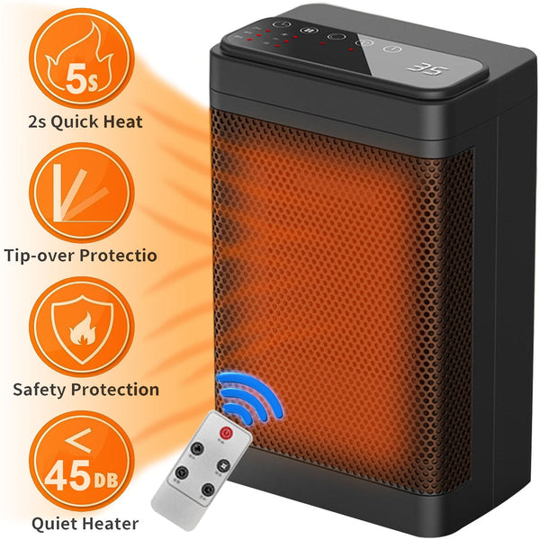 Space Heater, Portable 1500W Electric Heaters for Indoor Use,Oscillation Multiple Protection PTC Desk Heater Fan Smart Heater, Safety & Fast - Quiet Heat, Small Electric Heaters