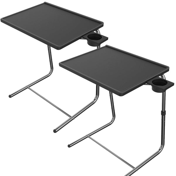 TV Tray Table, Adjustable TV Tray Table with Laptop Stand, Folding Table Trays, w/6 Height & 3 Tilt Angle, w/Cup Holder, Multifunctional TV Table Tray for Eating & Reading