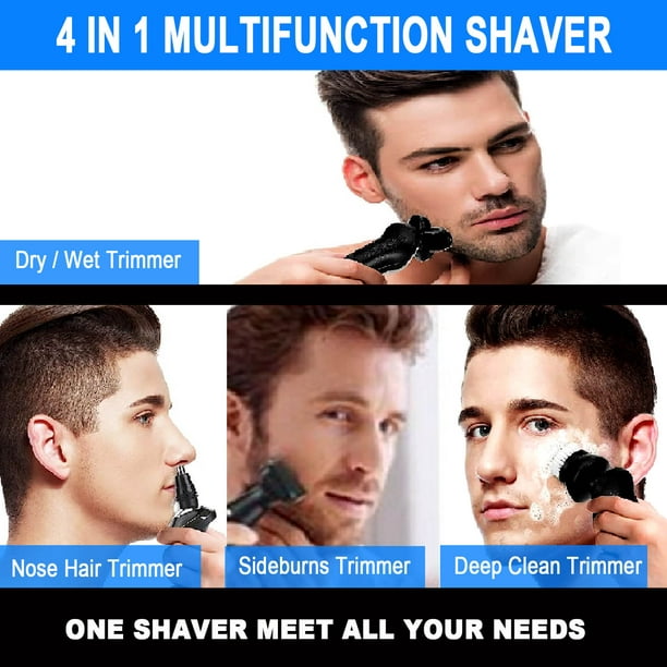 4D Men's Shaver 9001,Shaver and Trimmer for Beard,Face,Nose and Sideburns,Black