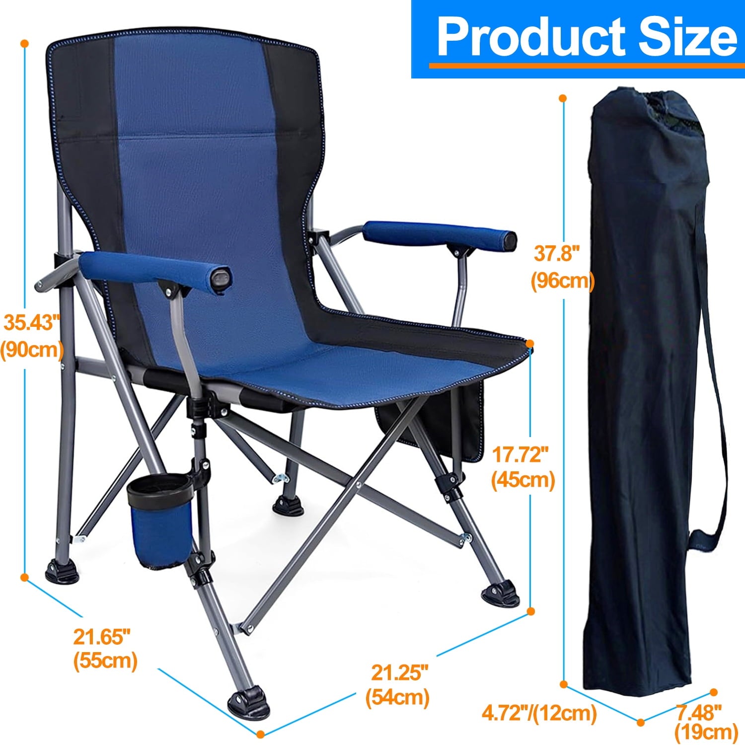 Camping Chairs Clearance for Adults, Portable Folding Lawn Chairs for Outdoor, Dark Blue