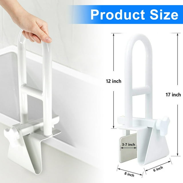 Musment Medical Bathtub Safety Rail with Shower Grab Bar Handle, Modern, White