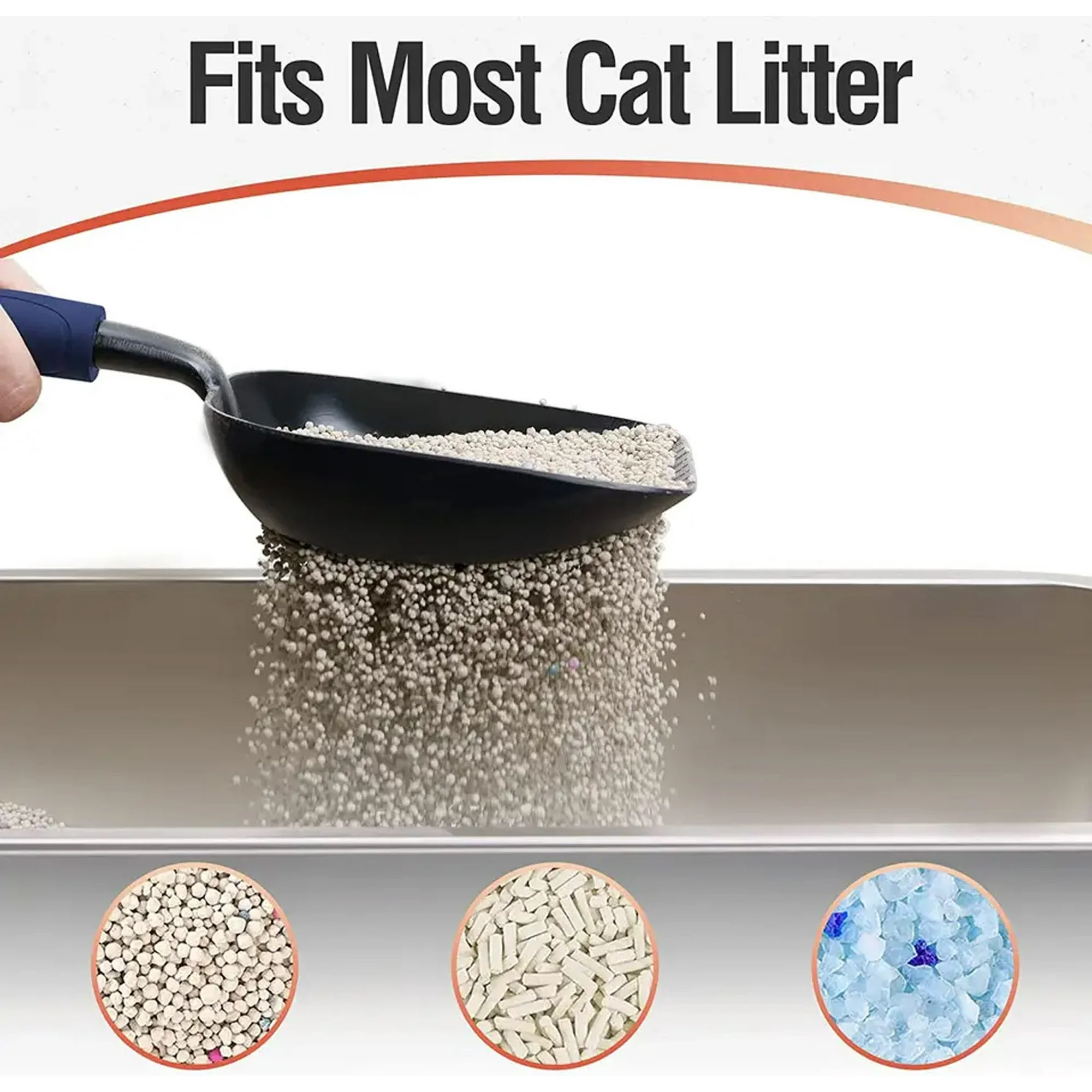 Cat Litter Scoop, Aluminum Alloy Sifter, Kitty Metal Scooper, Deep Shovel, Long Handle, Poop Sifting, Kitten Pooper Lifter, Durable, Heavy Duty, for Litter Box Black