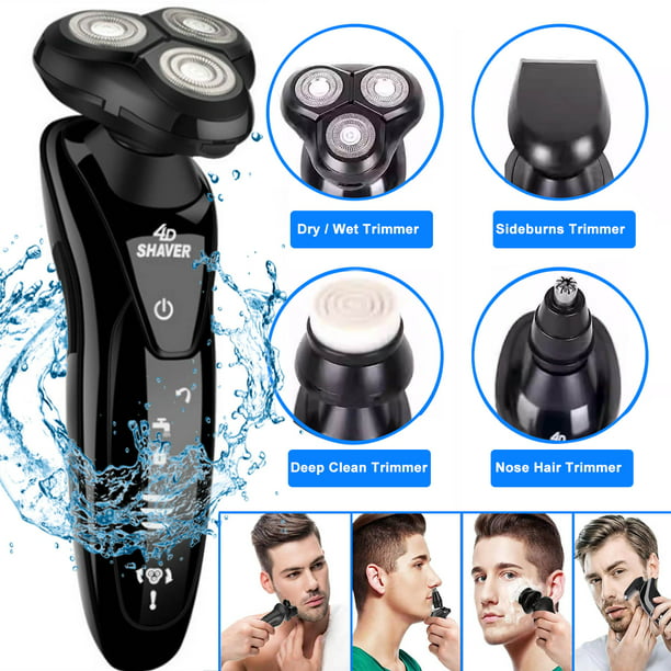 4D Men's Shaver 9001,Shaver and Trimmer for Beard,Face,Nose and Sideburns,Black