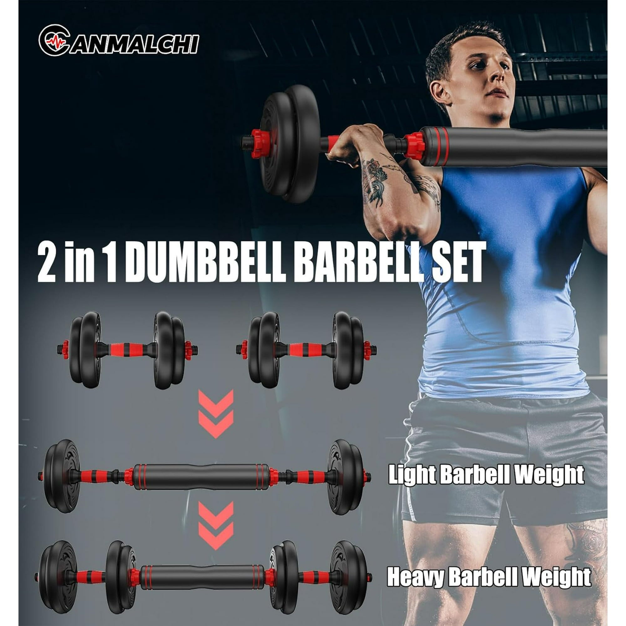 45LB 4-in-1 Portable Changeable Dumbbell, Kettlebells, Push up Stand and Barbell Set with Adjustable Weights