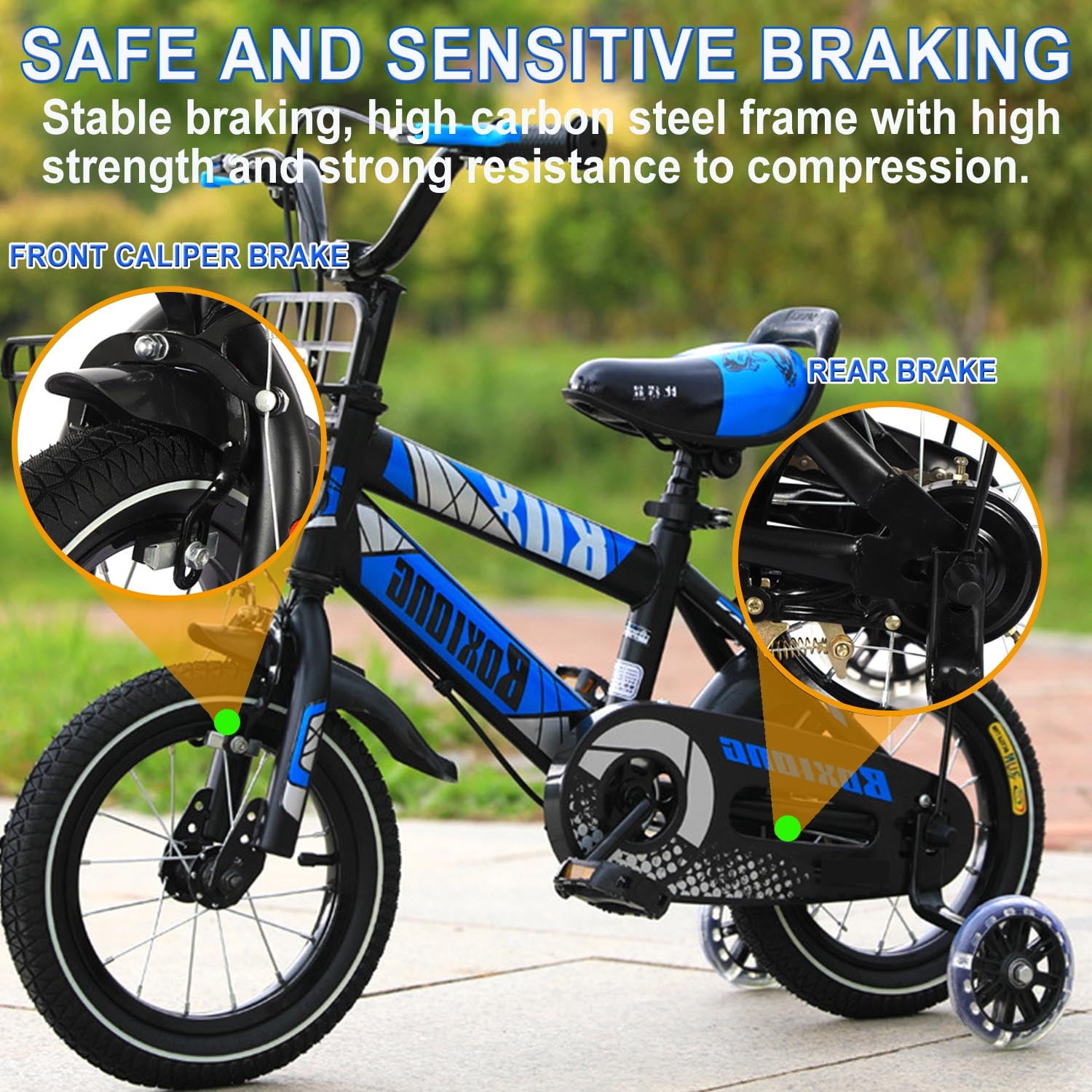 Kids Bike for Boys Girls, 12-18 Inch BMX Style Kid's Bicycles with Training Wheels & Front Handbrake,16" Children's Bicycle, with Kids Helmet & Protective Sports Gear Set, 3-9 Years