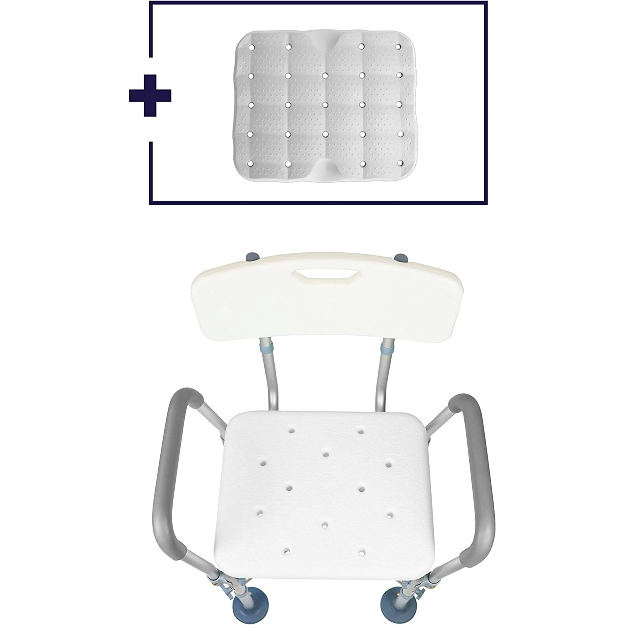 Shower Chair with Removable Backrest and Padded, 8 Adjustable Height, Support up to 300Lbs