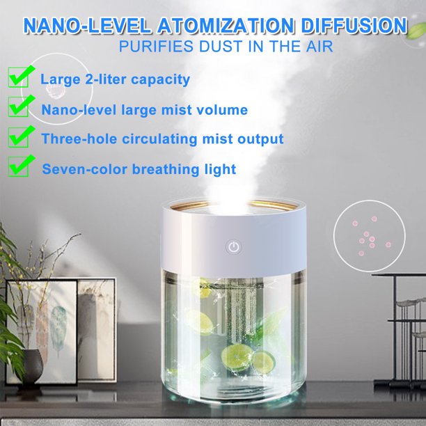 Humidifier，Humidifiers for Bedroom Large Room Home，(2l Water Tank) 3 Nozzle Mode, Rapid Humidification and Humidity Setting, Quiet Sleep Mode, for Babies Nursery & Whole House