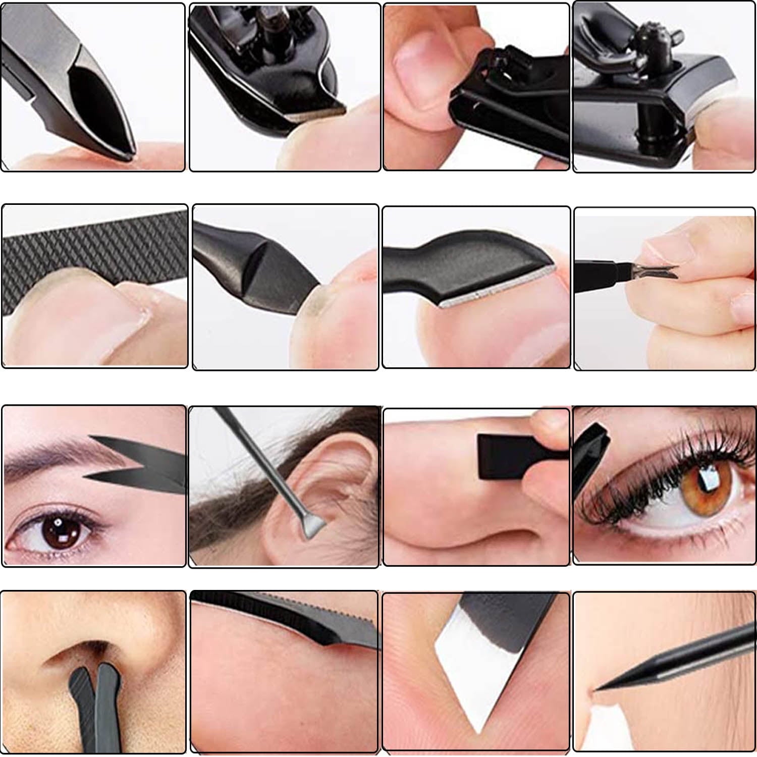Manicure Set Professional Nail Clippers Pedicure Kit, 16 pcs Stainless Steel Nail Care Tools Grooming Kit with Luxurious Travel Leather Case for Thick Nails Men Women