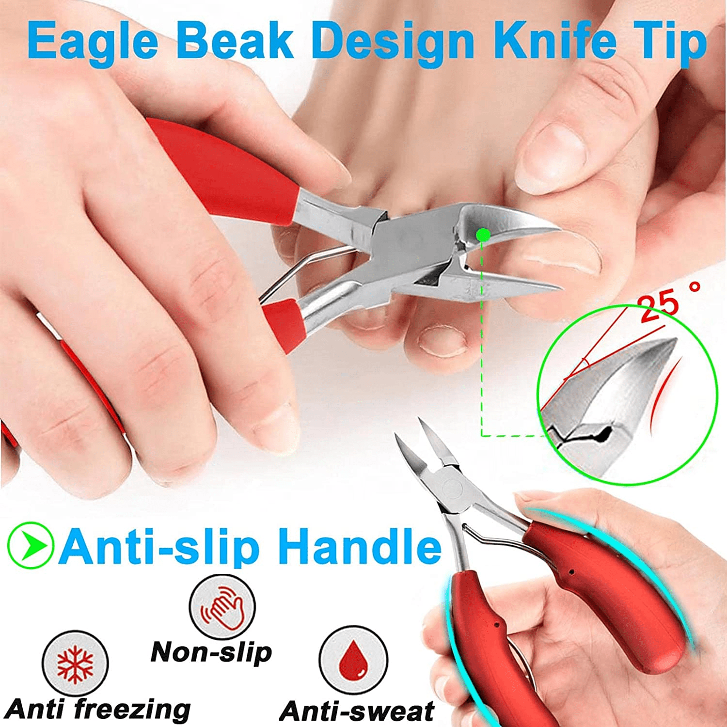 Nail Clippers , 8Pack Podiatrist Professional Heavy Duty Toenail Clippers for Thick & Ingrown Toenail Treatment, Pedicure Tool ,Toe Nail Clipper,Nail Cutter, Manicure Set, Red