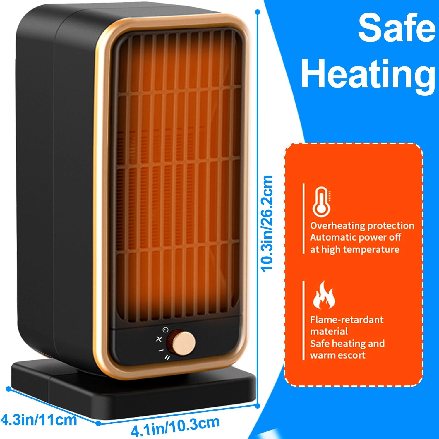 GAZILY Space Heater, Portable Electric Heaters, 900W PTC Ceramic Fast Safety