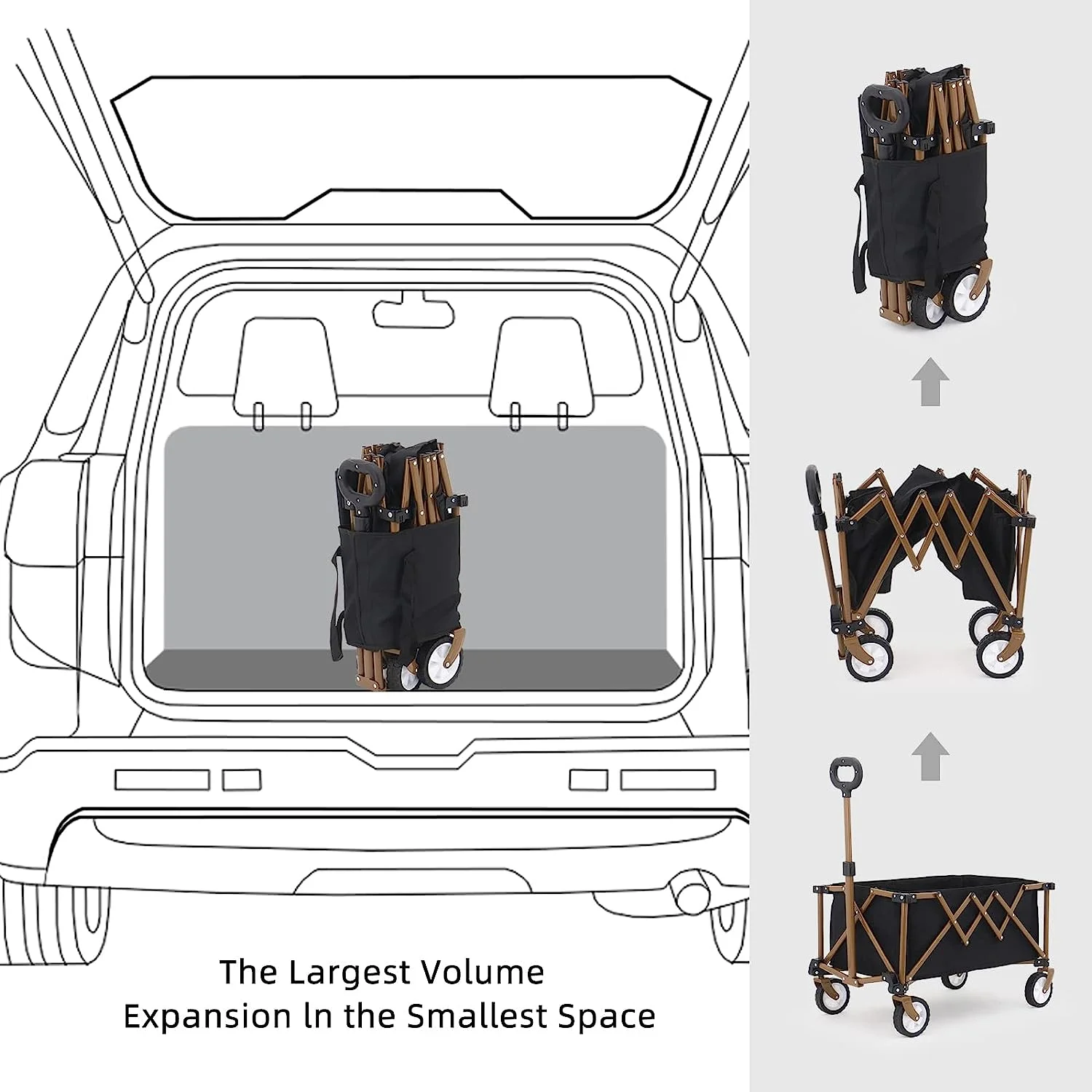 Collapsible Wagon Cart with 330LBS Weight Capacity, Heavy Duty Camping Garden Cart with All Terrain Wheels, Adjustable Handle