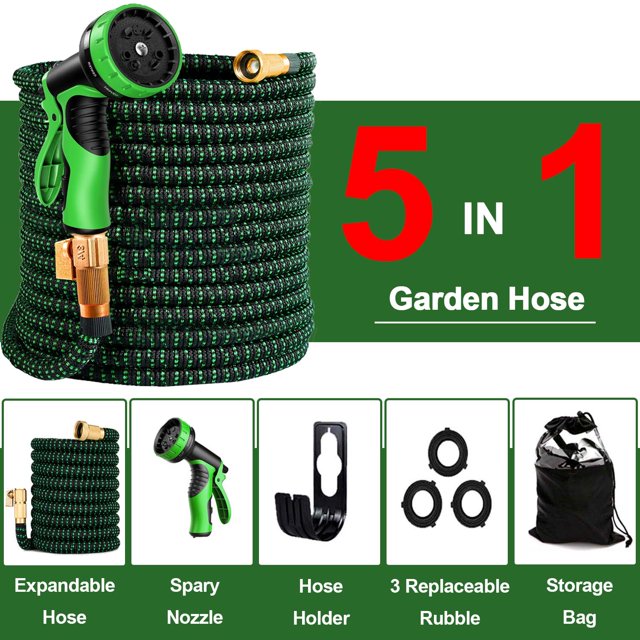 Garden Hose 100FT Water Hose with 10 Function Hose Nozzle Sprayer, Lightweight & No-Kink Flexible Garden Hose, Tough & Flexible, Durable and Lightweight, Rust Proof hose for Yard, Outdoor, RV