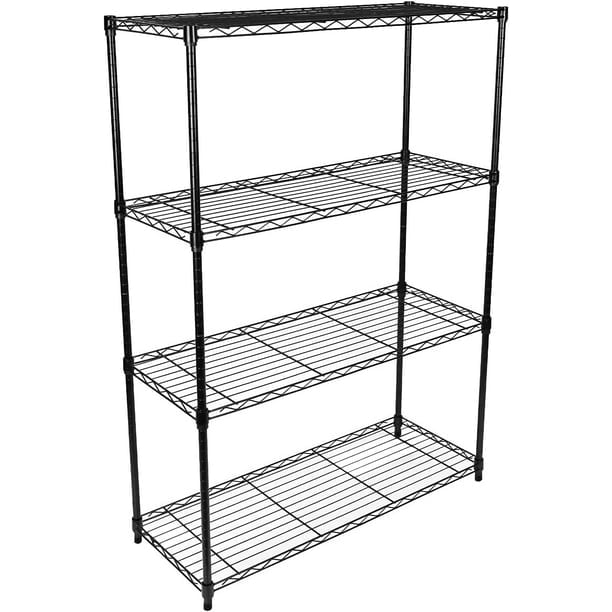  4 Tier Shelving Unit NSF Wire Shelf Metal Large Storage Shelves  Heavy Duty Height Adjustable Commercial Grade Steel Utility Layer Shelf Rack  Organizer 1000 LBS Capacity -14x36x54,Black : Home & Kitchen