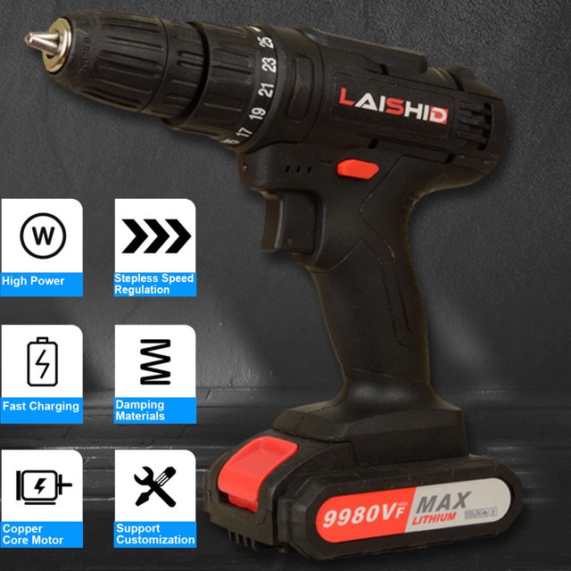 Max Cordless Drill，21V Electric Power Drill with 2 Lithium-Ion Battery & Charger，Cordless Drill / Driver