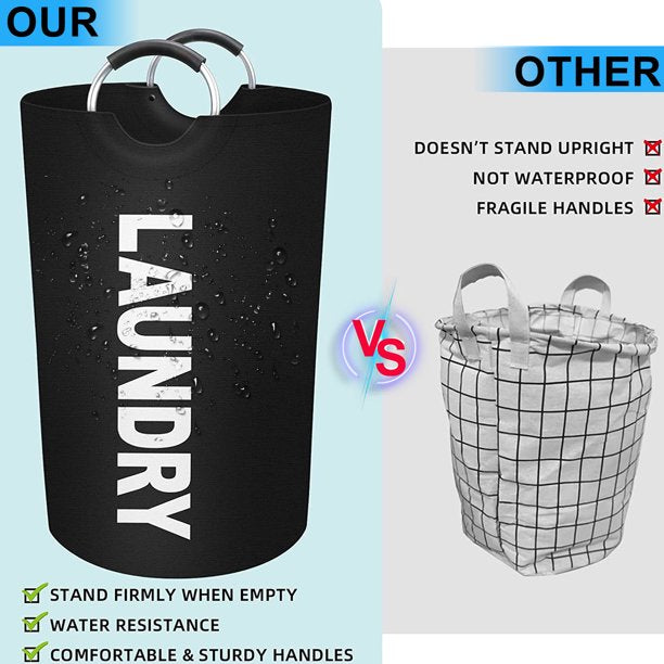 Laundry Basket, 82L Large Collapsible Laundry Baskets with 3pcs Wash Bag, Freestanding & Waterproof Laundry Baskets with Foam Protected Aluminum Handles for Laundry, Dorm, Family