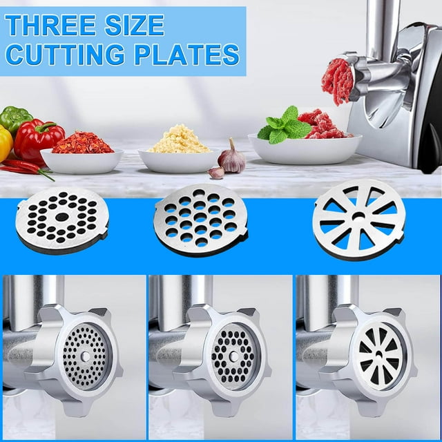 Electric Meat Grinder, Heavy Duty Meat Mincer, Stainless Steel Cutting 2 Blade and 3 Grinding Plates，Meat Grinder for Home Kitchen & Commercial Using