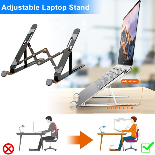 TV Tray Table, Adjustable TV Tray Tables with Laptop Stand, Folding Table Trays, w/6 Height & 3 Tilt Angle, w/Cup Holder, Multifunctional TV Table Tray for Eating & Reading for Eating on Couch, Laptop