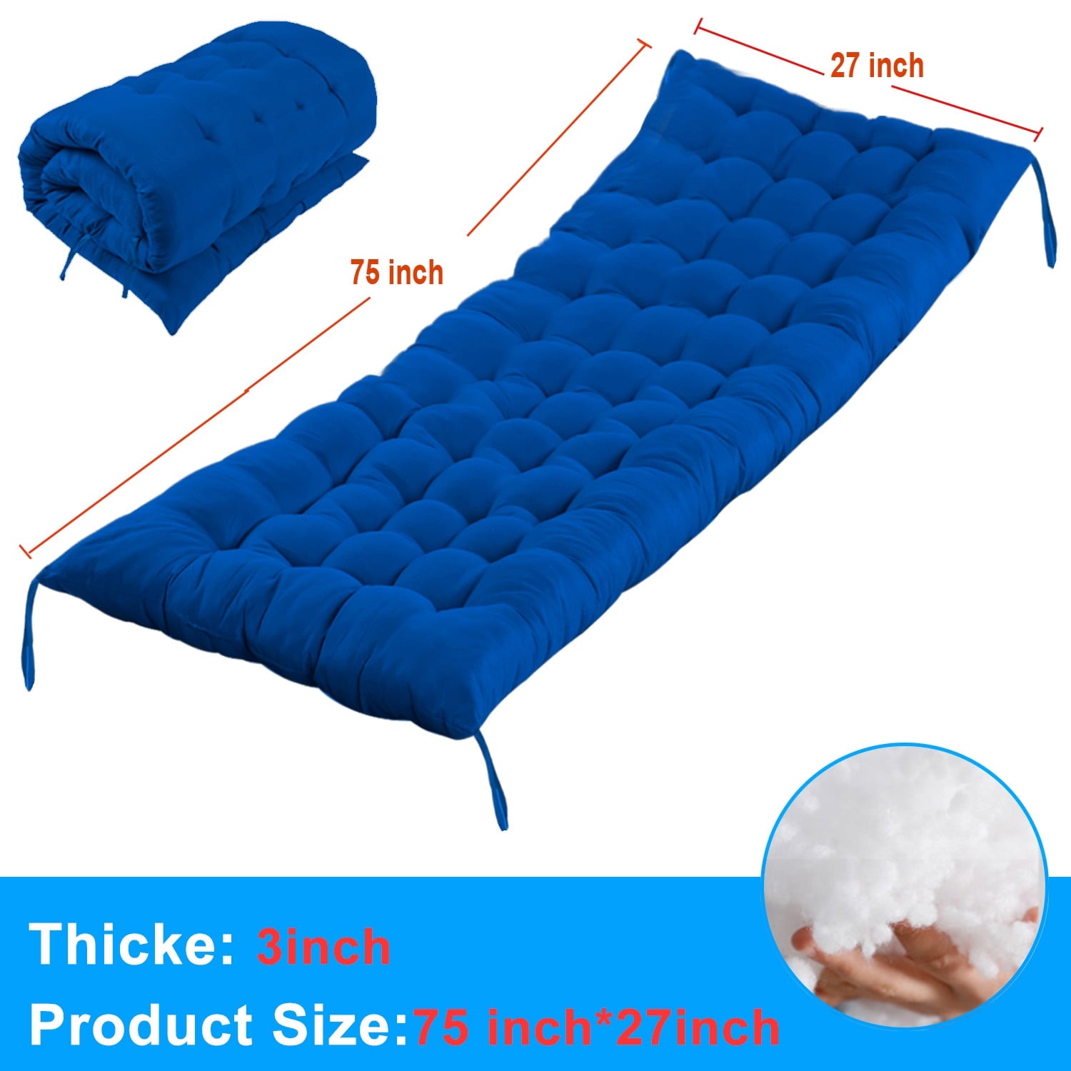 Sleeping Mat Camping Pad Camping Cot Mattress (75''x27'') for Outdoor & Indoor, Picnic, Hiking