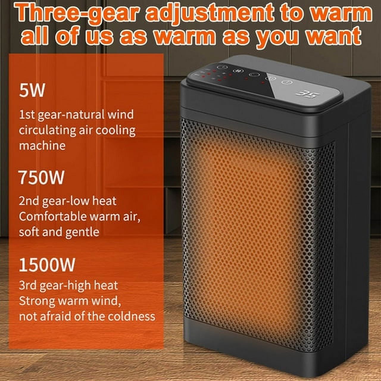 Space Heater, Portable 1500W Electric Heaters for Indoor Use,Oscillation Multiple Protection PTC Desk Heater Fan Smart Heater, Safety & Fast - Quiet Heat, Small Electric Heaters