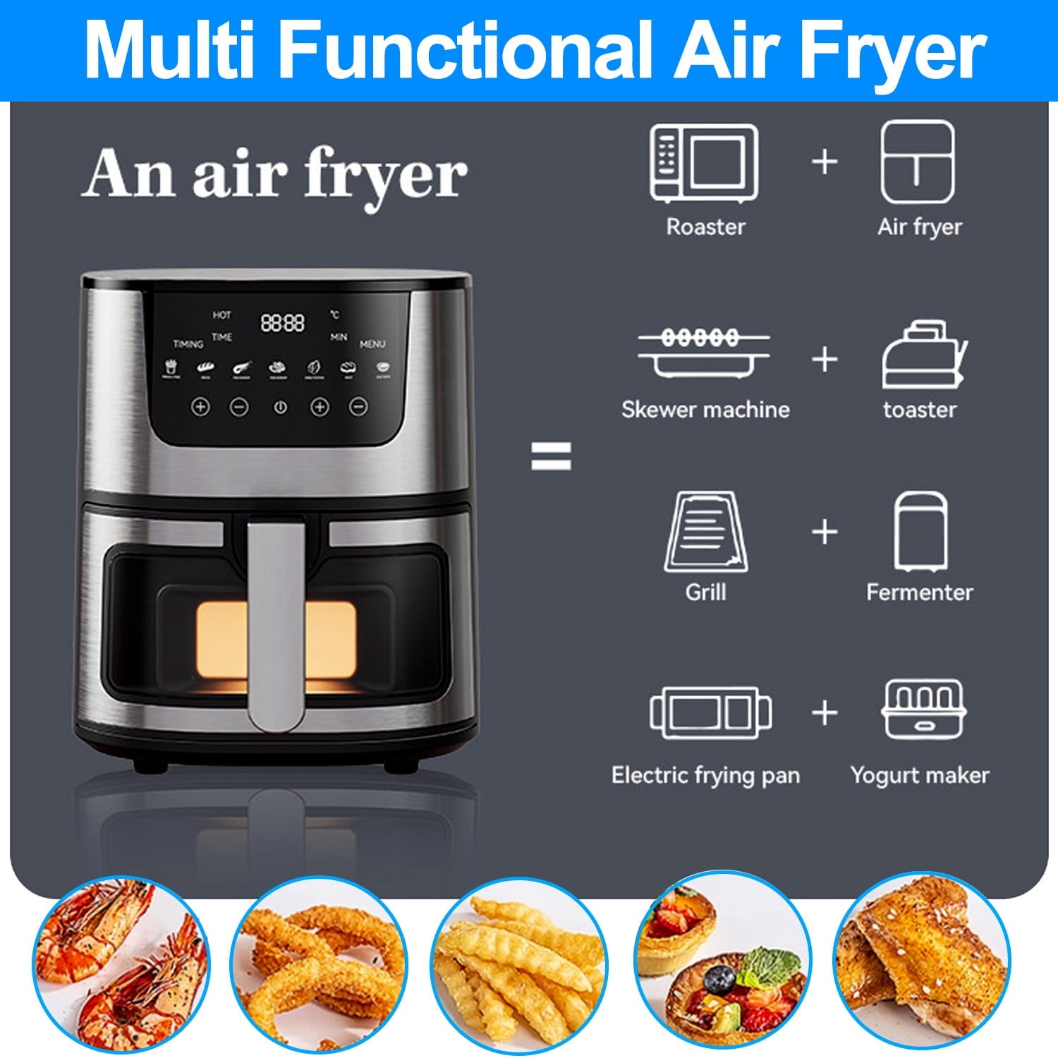 Air Fryer, 7.4 Quart Air Fryer Oven with Touch Screen for Fries/Chicken/Snacks