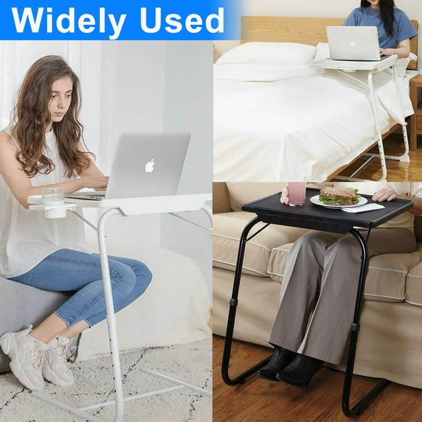 TV Tray Table, Adjustable TV Tray Tables with Laptop Stand, Folding Table Trays, w/6 Height & 3 Tilt Angle, w/Cup Holder, Multifunctional TV Table Tray for Eating & Reading for Eating on Couch, Laptop