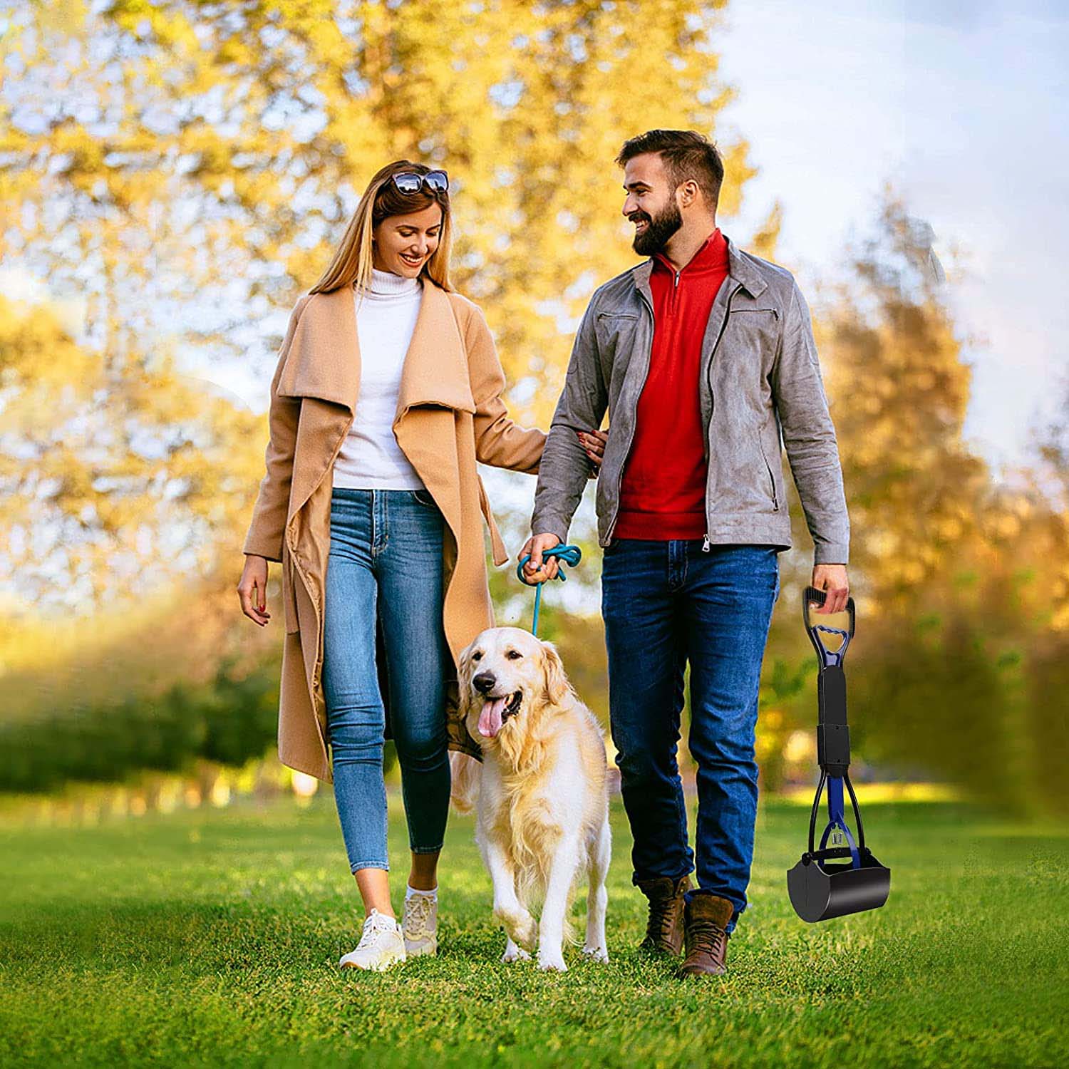 Pooper Scoopers for Large Small Dogs, Pet Pooper Scoopers with Long Handle Foldable Durable Lightweight Waste Pick Up Shovel Tools for Yard, Grass, Dirt, Gravel(Blue)